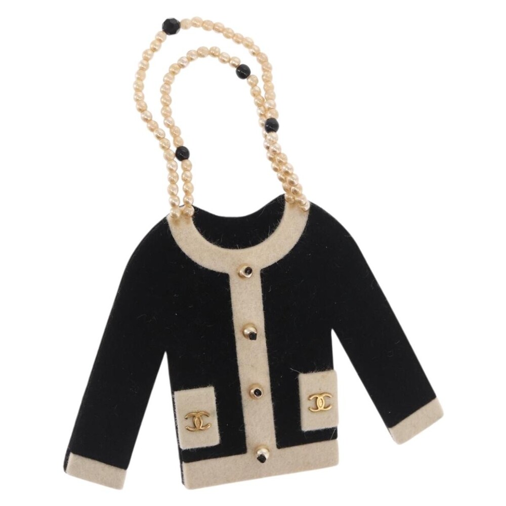 Chanel Jacket Motif Brooch Velour Black CC - Picture 1 of 5